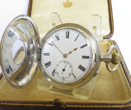 fig 1. Antique silver half hunter pocket watch, military history
