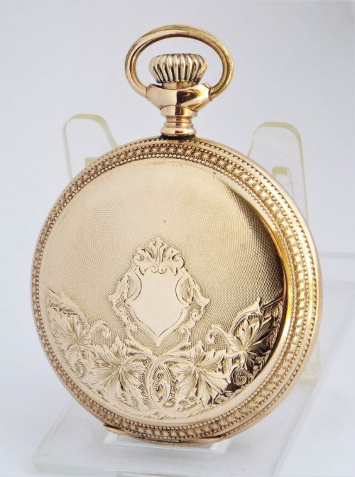 fig 1. Antique 1903 Waltham hunter pocket watch.