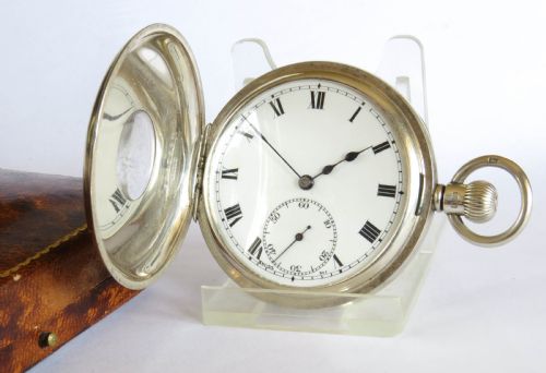 fig 1. Antique silver Stauffer & Co hunter pocket watch.