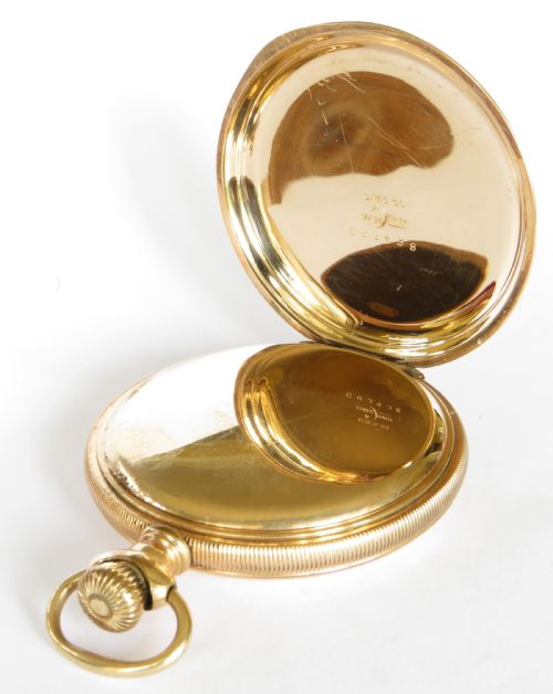 fig 1. Antique Waltham full hunter pocket watch, 1896