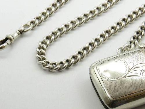 fig 1. Antique silver single watch chain and vesta