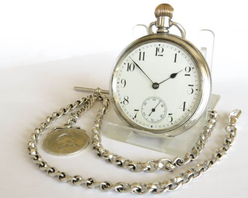 Antique Silver Waltham Pocket Watch and Chain