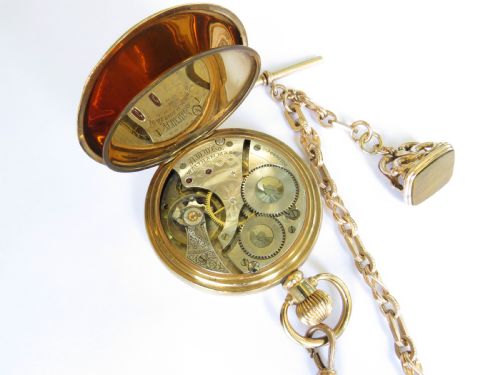 fig 2. Antique Waltham pocket watch and chain
