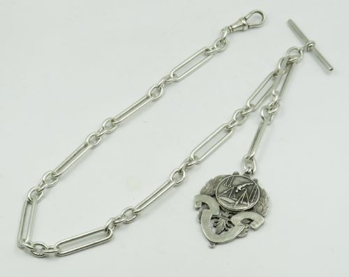 Antique Silver Churchill Watch Chain, 1913