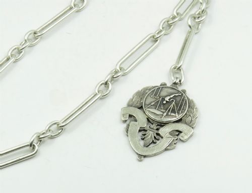 fig 1. Antique silver Churchill watch chain, 1913