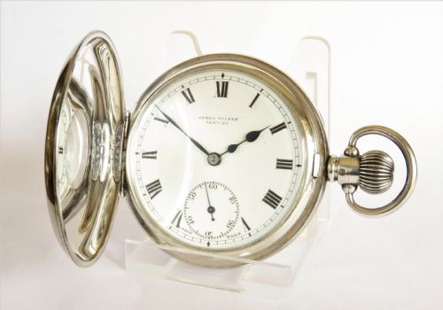 fig 1. Silver half hunter pocket watch, James Walker