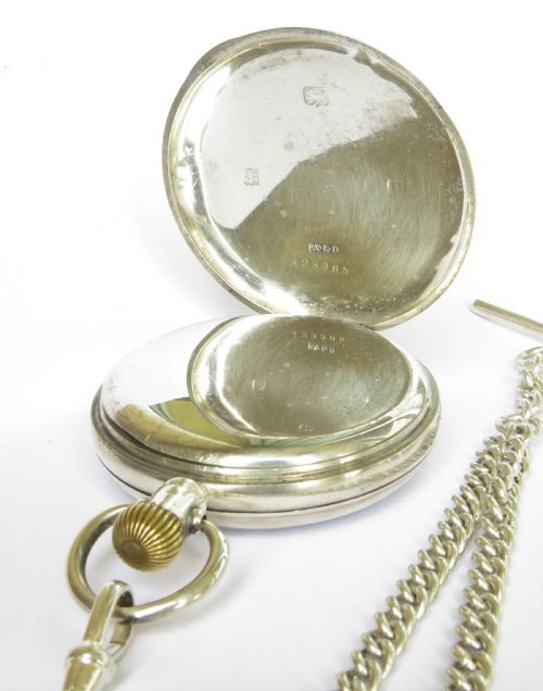 fig 2. Antique silver Solex Lever pocket watch and chain