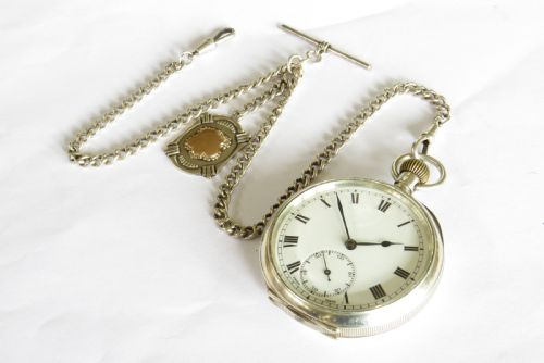 fig 1. Antique silver Buren pocket watch, c1924