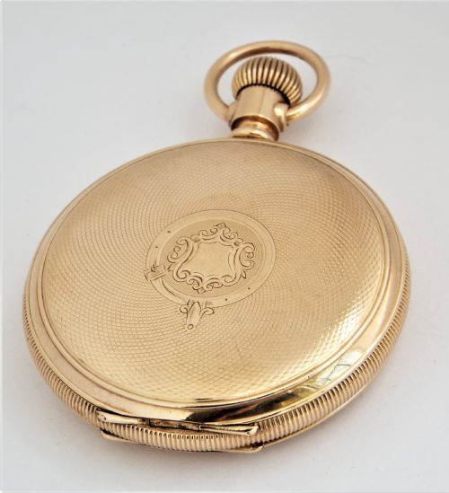fig 1. 1905 Waltham 10ct gold filled full hunter pocket watch.
