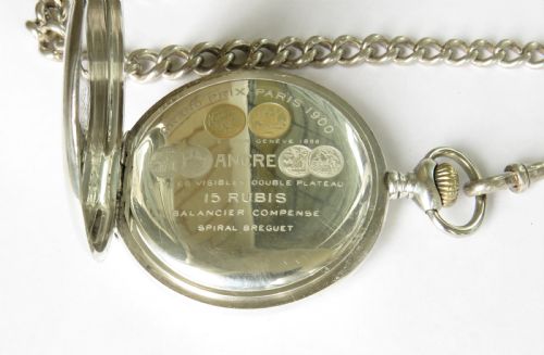 fig 2. Antique silver Zenith pocket watch and chain