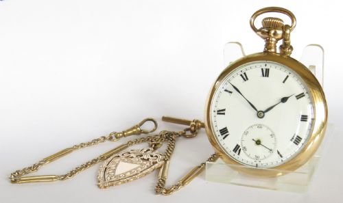 Antique Gold Filled Pocket Watch and Chain