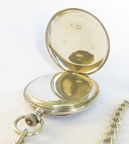 fig 2. Antique silver Waltham pocket watch and chain