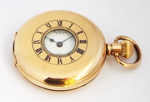 Antique Waltham Traveler Half Hunter Pocket Watch.