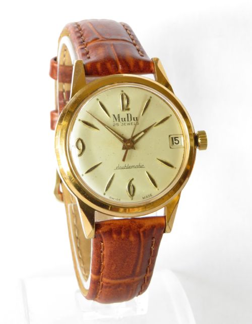 fig 1. Gents 1950s MuDu Doublematic automatic wristwatch