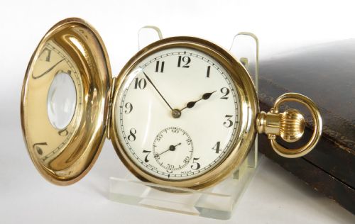 1930s Cyma Half Hunter Pocket Watch, Military Link