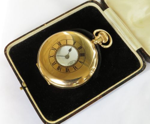 fig 1. 1930s Cyma half hunter pocket watch, military link