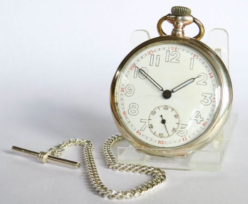 1940s Silver Perfecta Pocket Watch and Chain