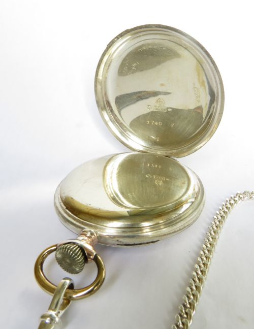 fig 2. 1940s silver Perfecta pocket watch and chain