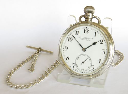 Antique Silver James Wadsworth Pocket Watch and Chain
