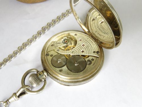 fig 2. Antique silver James Wadsworth pocket watch and chain