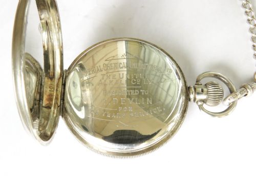 fig 3. Antique silver James Wadsworth pocket watch and chain
