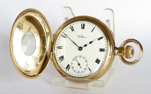 fig 1. Antique Waltham half hunter pocket watch, 1907