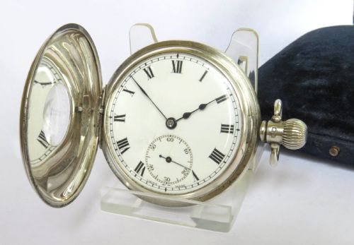 Antique Silver Buren Half Hunter Pocket Watch