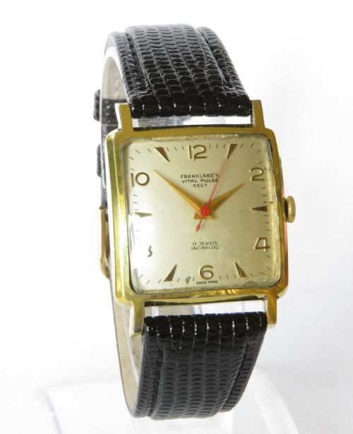 fig 1. Gents 1950s Franklands Vital Pulse Reg’d wrist watch