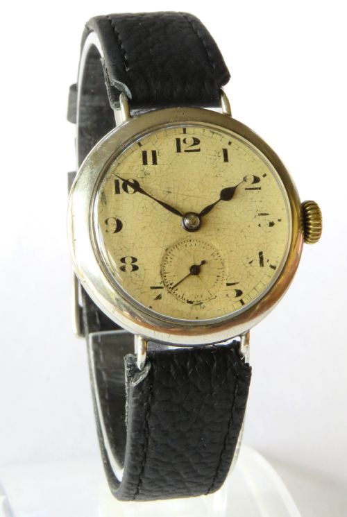 fig 1. Gents antique silver Arcadia wrist watch, 1929