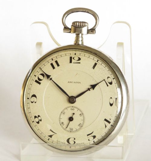 Silver 1920s Arcadia Pocket Watch
