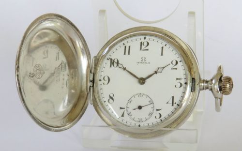 Antique Silver Omega Full Hunter Fob Watch