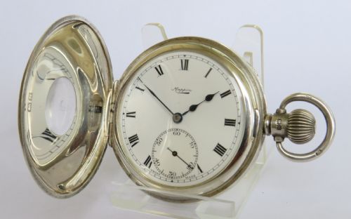1930s Silver Vertex Half Hunter Pocket Watch for Mappin