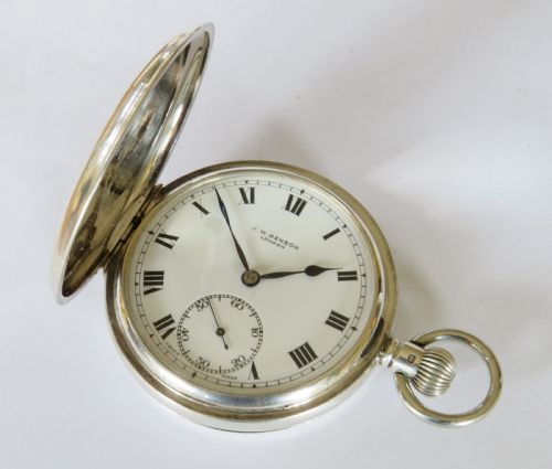 fig 1. Antique silver Cyma full hunter pocket watch for J W Benson