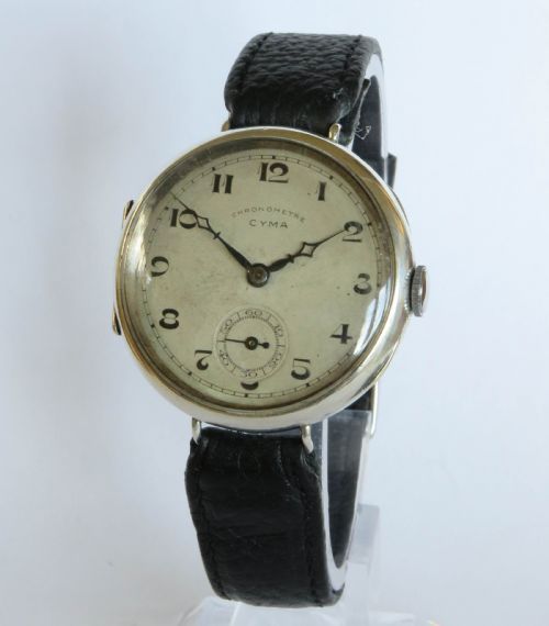 Gents Silver Ww1 Cyma Chronometre Wrist Watch