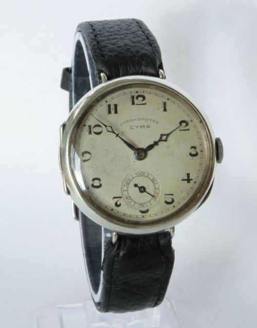 fig 1. Gents silver WW1 Cyma Chronometre wrist watch