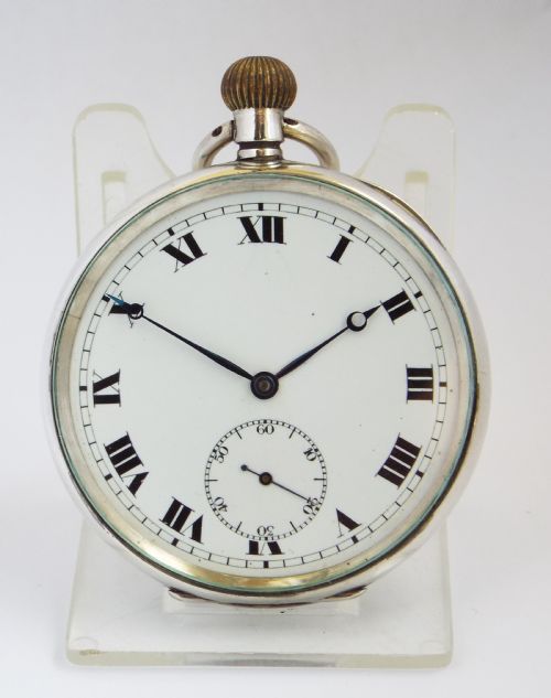 Antique Swiss Silver Pocket Watch, 1917.