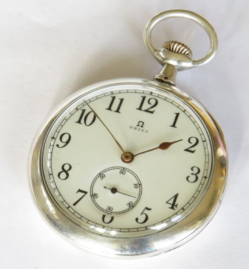 fig 1. Antique silver Omega pocket watch, 1902
