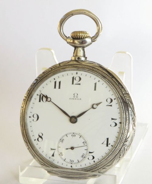 Antique Silver Omega Pocket Watch, 1912