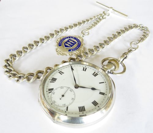 fig 1. Antique silver Syren pocket watch & albert