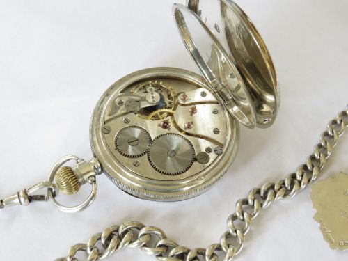 fig 3. Antique silver Syren pocket watch & albert
