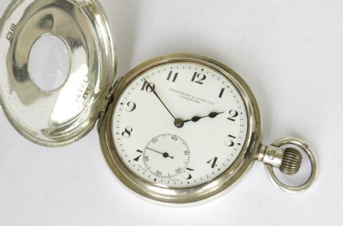 fig 1. Antique silver half hunter pocket watch, Fattorini