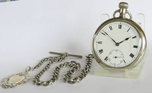 Antique Hefik ‘Bird in Ring’ Pocket Watch & Chain