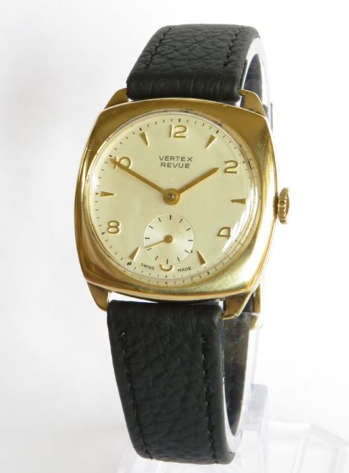 Gents 9ct Gold Vertex Revue Wristwatch