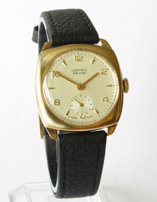 fig 1. Gents 9ct gold Vertex Revue wristwatch