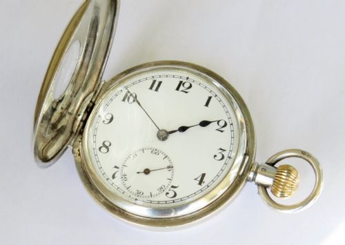 fig 2. Antique silver half hunter pocket watch, 1919