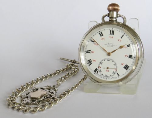 Antique Kays “Universal” Lever Silver Pocket Watch and Chain