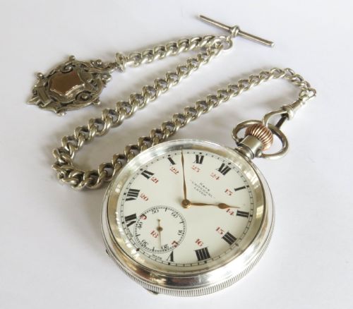 fig 1. Antique Kays “Universal” Lever silver pocket watch and chain