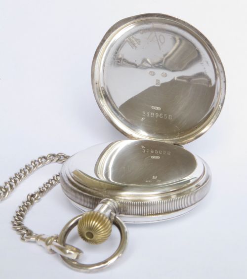 fig 3. Antique silver Cyma pocket watch and chain