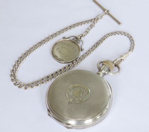 fig 4. Antique silver Cyma pocket watch and chain