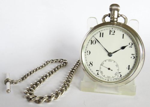 Antique Silver Cyma Pocket Watch and Chain